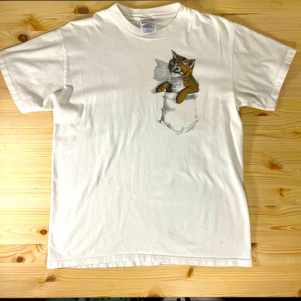 Vintage Hanes Beefy T with Kitten Pocket Signed 88 Randy Johnson